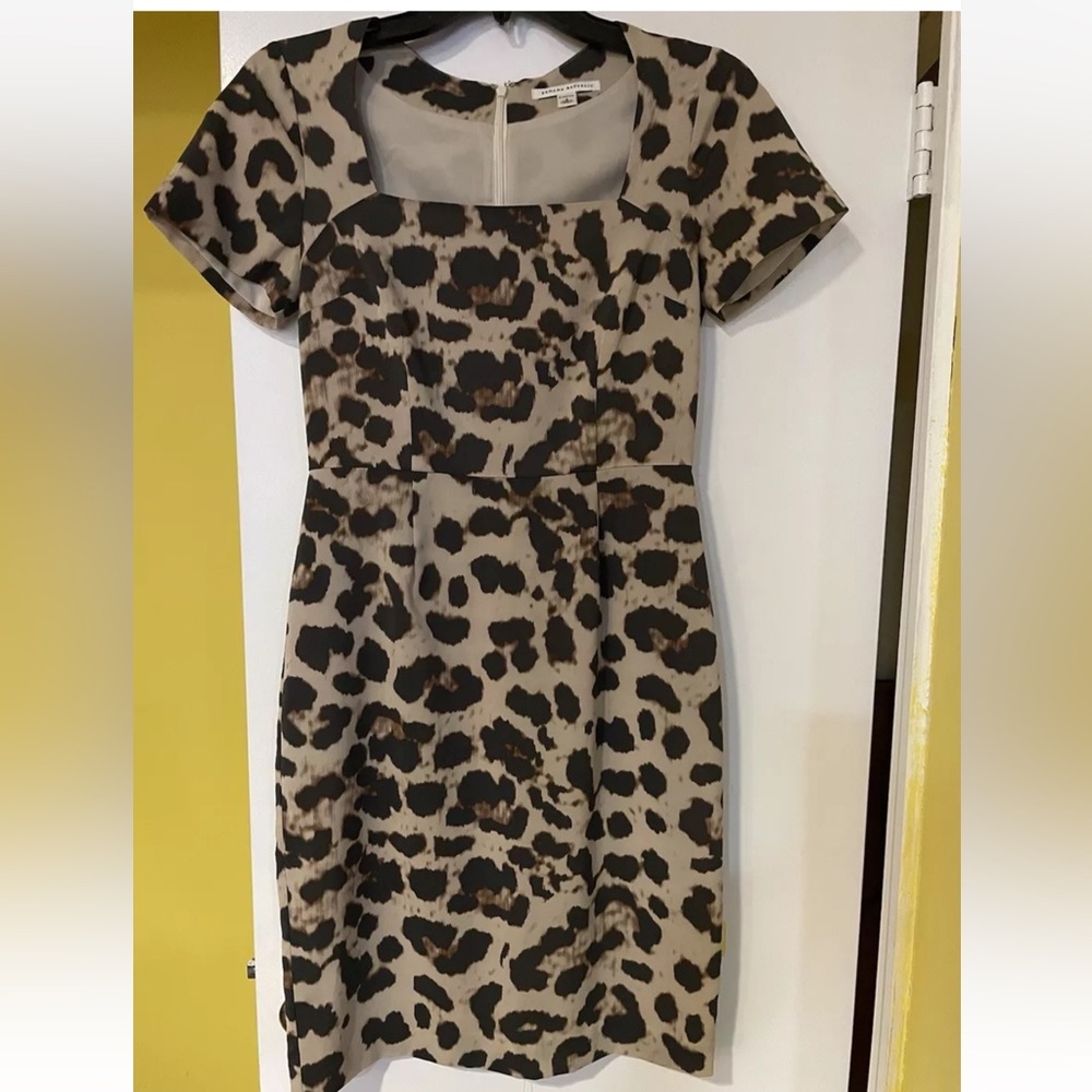 Banana Republic Dress Womens Size 2 Animal Print Square Neck Sheath Bodycon